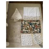 LACE DRESSER COVER, DOILIES, HAND STITCHED