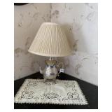 TEA POT LAMP W/ SHADE SILVER PLATE
