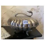 CLAM SHELL DISH W/ SWAN HANDLE 12" X 11"