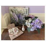 DRAWSTRING BAG, SILK FLOWERS, ETC.