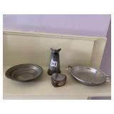 PEWTER PLATES, HEART BOX, ETC.