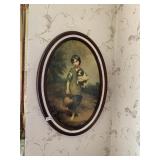 OVAL BIRL W/ DOG AND PITCHER 33" X 22" PRINT