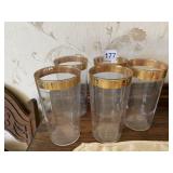 GOLD RIM TUMBLERS 5.5" H - GROUP OF 5