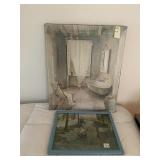 BATH PICTURE AND FRAMED PRINT OF GIRL WITH