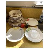 STRAWBERRY DISHES, VEGETABLE DECORATED PLATES,