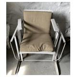 VINTAGE GLIDER CHAIR WITH BEIGE CUSHION