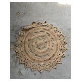 HAND WOVEN NATURAL JUTE THROW RUG, 50" ROUND