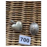 STERLING SILVER HEART CHARM AND SILVER TONE