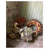 DRIED FLOWER WREATH, TURKEY CENTER PIECES,