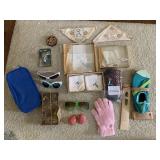 VINTAGE SUNGLASSES, EMBROIDERED HANKIES, LOTION