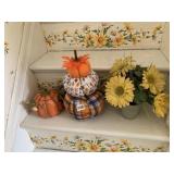 CERAMIC PUMPKIN TEAPOT, FABRIC PUMPKIN, YELLOW