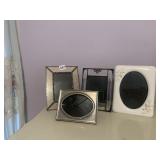 SILVER PLATE, LEADED GLASS, CERAMIC PICTURE