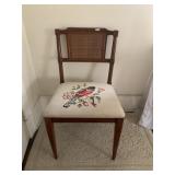 MCM WOVEN BACK NEEDLEPOINT SEAT CHAIR