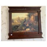 PEACOCK AT THE BARN YARD PRINT IN WOOD FRAME 3ON