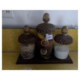 ACORN TOP CANISTER 3 PC. SET W/ HOLDER