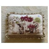 NEEDLE POINT PILLOW W/ FRINGE 22" X 16"