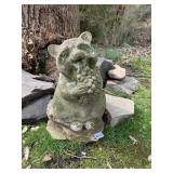 RACCOON EATING A SNACK CONCRETE YARD STATUE