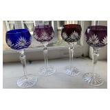 HAND CUT WINE GLASSES 8.5" H - BOHEMIAN