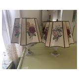 MARBLE BASED LAMPS WITH PAINTED DETAIL, FLORAL