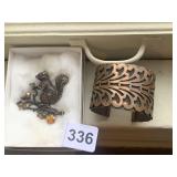 COPPER TONE CUFF BRACELET AND EMBELLISHED