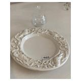 SMALL ART GLASS VASE SIGNED; MESA ITL PLATE