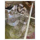 GLASS PLATES, SILVERWARE ETC.