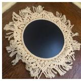 20" MIRROR WITH MACRAME TRIM