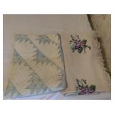 HAND STITCHED QUILT AND EMBROIDERED KNIT THROW