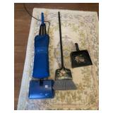 ROYAL VACUUM, PAINTED WOODEN DUSTPAN AND BROOM