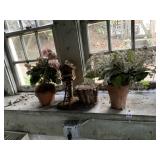 ARTIFICIAL FLOWERS, RUSTIC DECORATIVE BIRD HOUSE