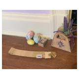 GOLD TONE BELT, MUSIC BOX, FLOWERS, EGGS