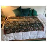 EMERALD GREEN THROW PILLOWS, GOOSE TAPESTRY