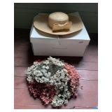 STRAW HAT WITH STRAW BOW, MESH HAT WITH FLOWERS