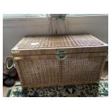 36X20X20 WICKER CHEST WITH ETCHED BRASS HARDWARE