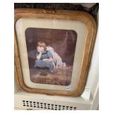 GIRL W/ DOG PRINT W/ ROUNDER CORNER FRAME 20.5" X