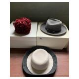 AUGUST FELT HAT, MAROON VELVET FLOWER HAT MR.