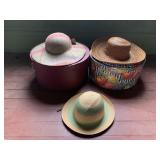 MARAMARA PLAID HAT, SAKS FIFTH AVE STRAW HAT,
