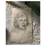 17" PENCIL SKETCH OF WOMANï¿½S FACE