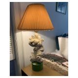 2 MATCHING CHALK SCULPTURED TABLE LAMPS