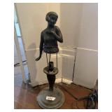 BRONZE LADY LAMP, MISSING SHADE