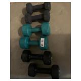 THREE SETS OF HAND WEIGHTS