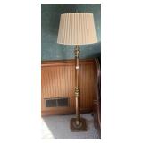 BRASS FLOOR LAMP W/ PLEATED SHADE