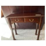 CHERRY TABLE TWO CENTER DRAWERS 29" H X 31" W X