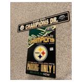 PLASTIC SIGNS STEELER PARKING, CHAMPIONS DR.