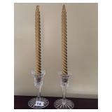 WATERFORD CANDLESTICKS AND CANDLES