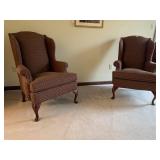 WING CHAIRS 45" H X 31" W X 27" BURGUNDY W/ GOLD