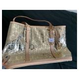 MICHAEL KORS GOLD W/ BROWN STRAP PURSE LIKE NEW