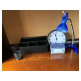 BATTERY CLOCK AND BIN DESK ORGANIZER