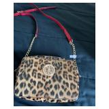 LEOPARD EMBLEM MESSENGER BAG W/ CHAIN LIKE NEW