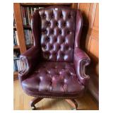 EXECUTIVE LEATHER CHAIR HAS TAPE ON SEAT AND ARMS